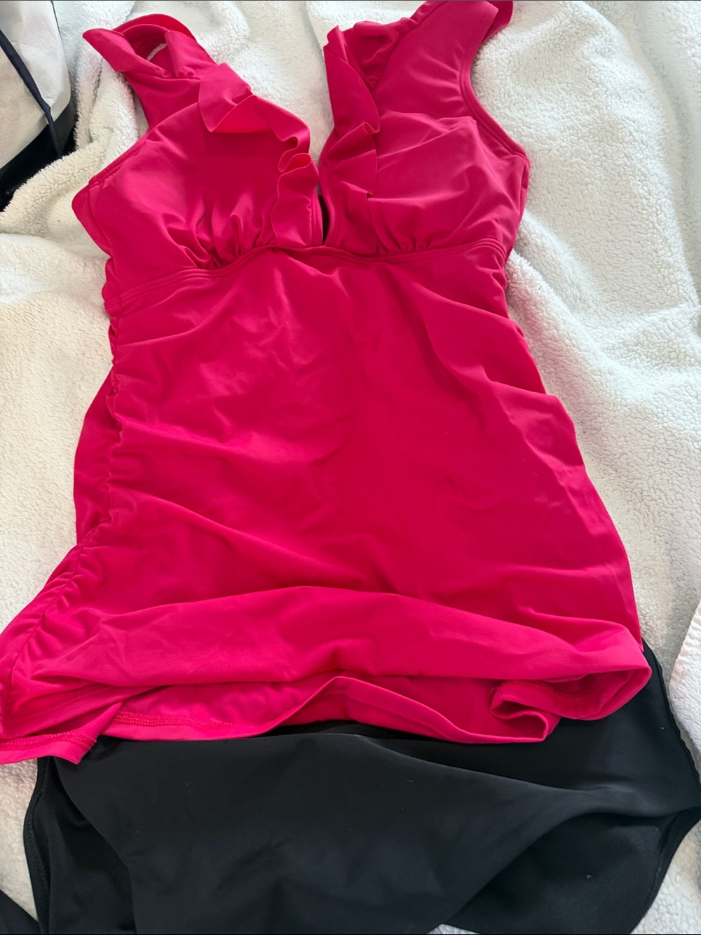 Shade & Shore Hot Pink Ruffle Tankini and bottoms